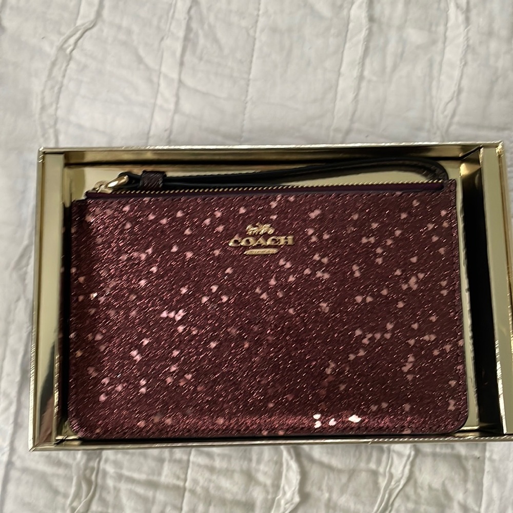 Coach heart glitter small wristlet